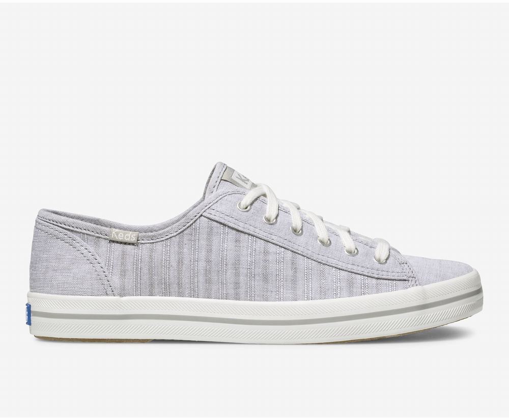 Women's Keds Kickstart Chambray Stripe Linen Sneakers Grey 9316078CN - South Africa